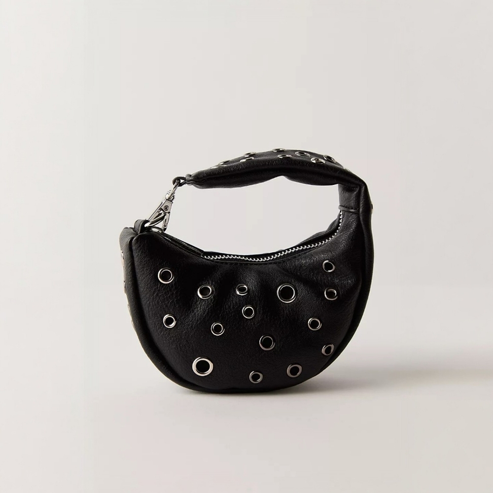 Free People Baby Carryall Bag Charm Black Grommet Y2K Bikercore NWT